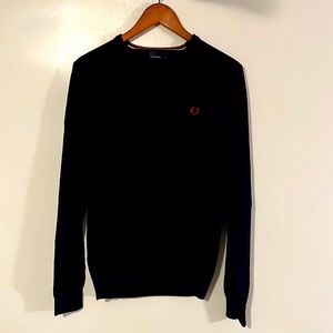 Fred Perry Unisex V-Neck Pullover Navy Blue Small